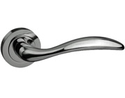 Atlantic Mediterranean Ancon Door Handles On Round Rose, Polished Chrome - M-77-CP (sold in pairs)